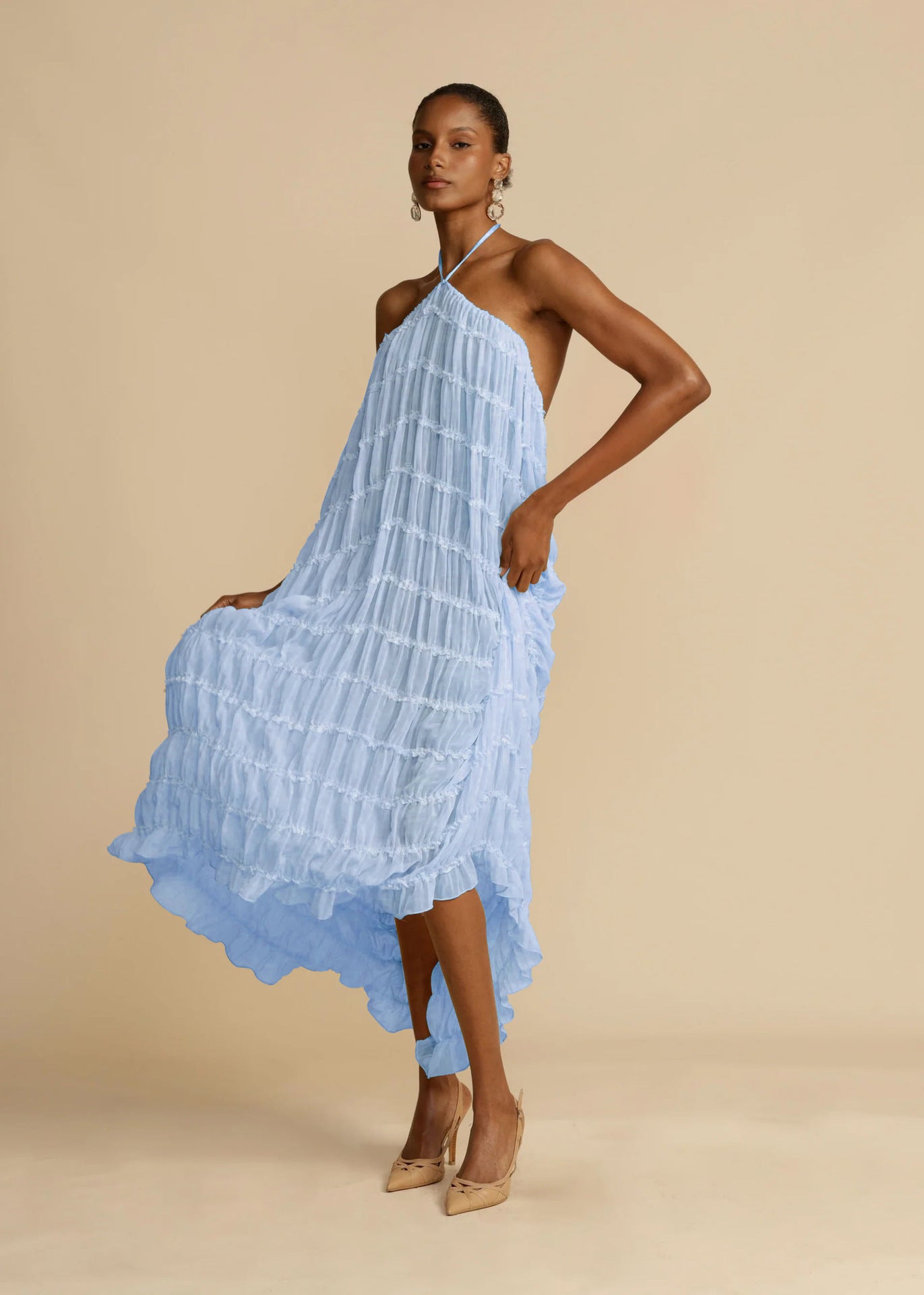 Women Spring Summer Casual Halter Neck Top and Long Skirt two-piece set 41