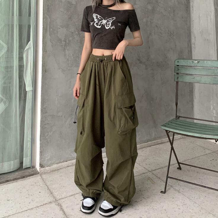 Women American Vintage Cargo Loose Wide Leg Casual Pants 12