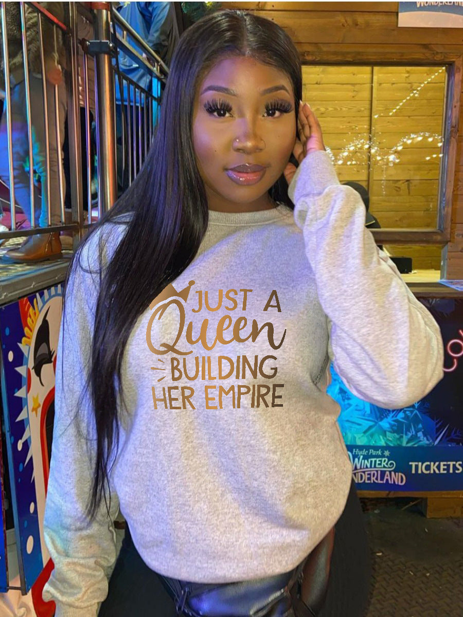 Women autumn and winter printed long-sleeved Round Neck Casual Top 3