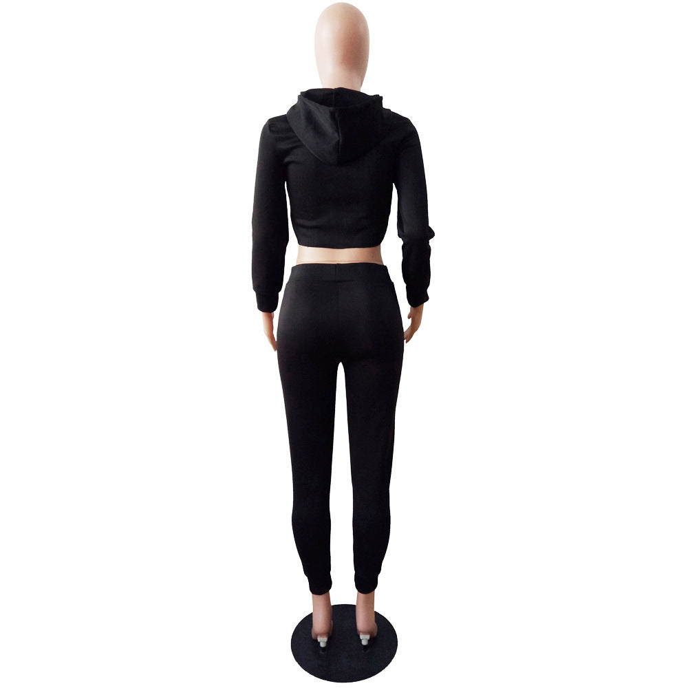 Women's Autumn & Winter Letter Printed Slim-Fitting Casual Two-Piece Pants Set 11