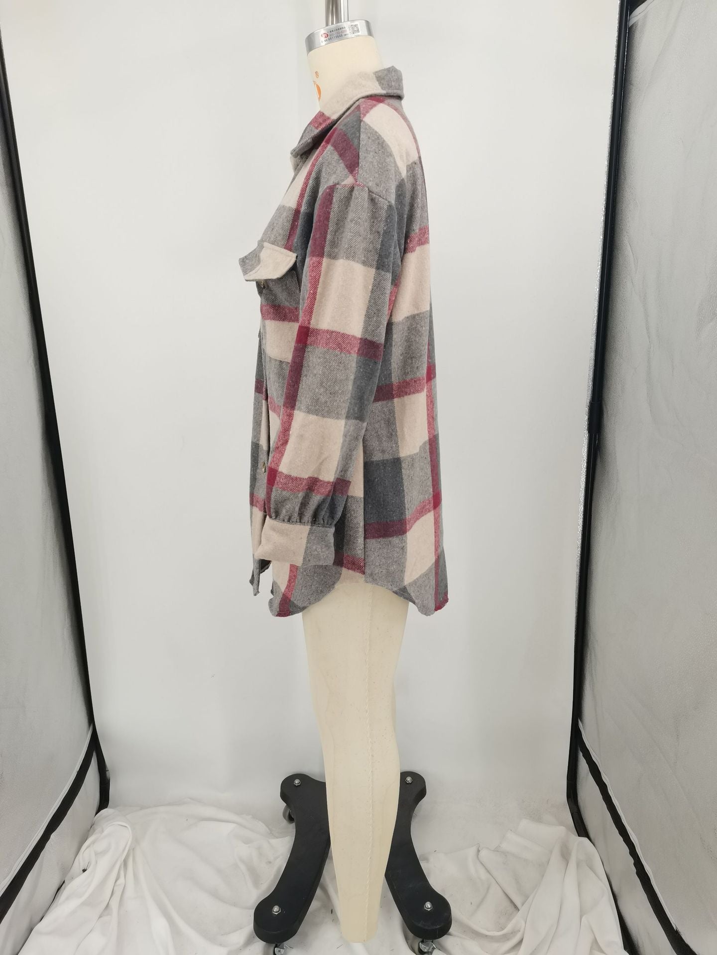 Women Autumn and Winter Loose Plaid Shirt 16