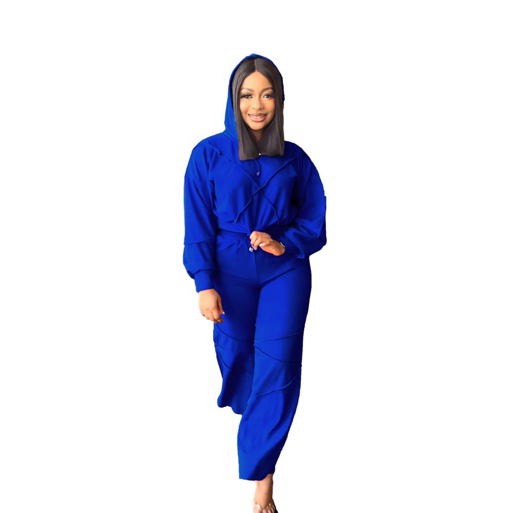 Fashion Sports Hooded Fall Winter Straight Casual Trousers Two Piece 9