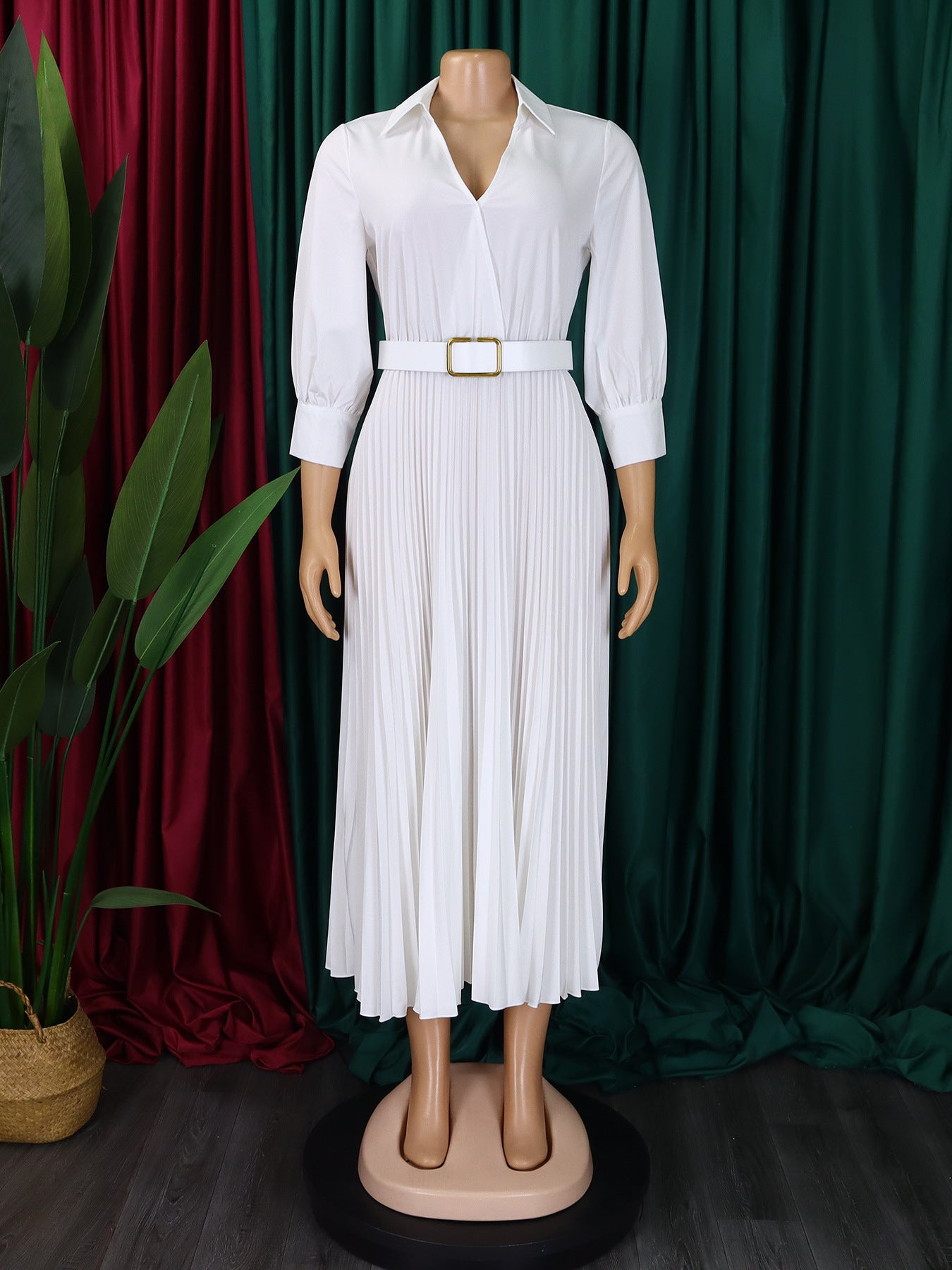 Women's Autumn Fashion Chic Solid Color Plus Size Dress 12