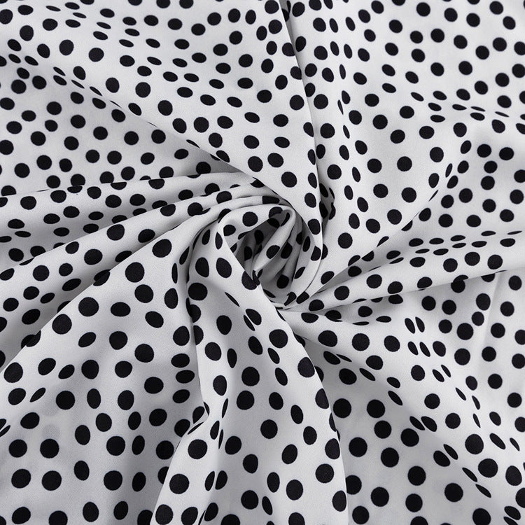 Polka Dot Print Loose Long Sleeve Shirt Wide Leg Pants Fashion Two Piece Set 16