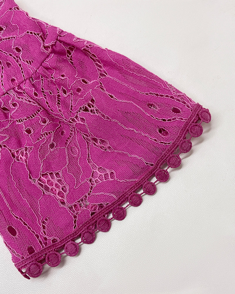 Rose Off-Shoulder Tie Loose Bell-Bottom Sleeve Top & Wide Leg Loose Pants Set 4