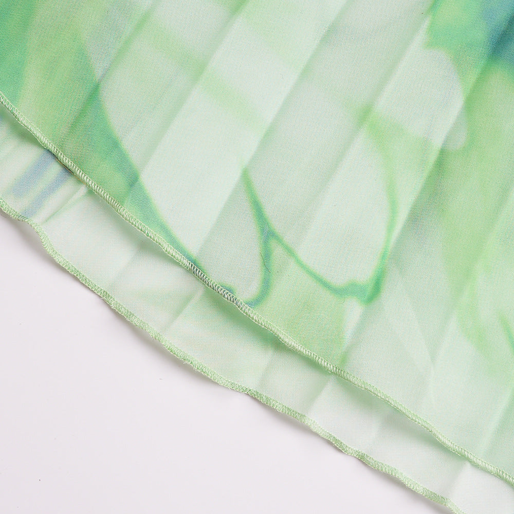 Elegant Long Dress Pleated African Plus Size Women's Print Chiffon Dress 21