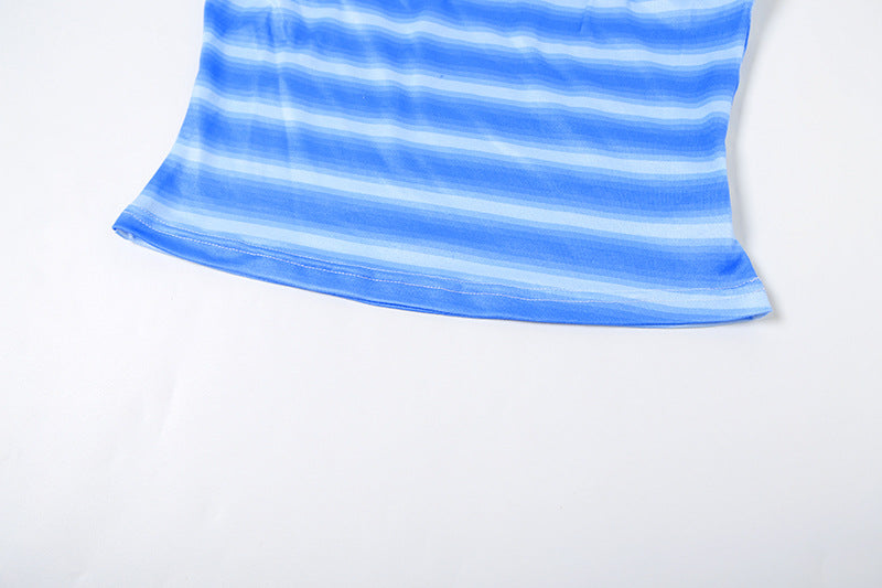 Women Summer Sexy Striped Tank Top and Skirt Two-piece Set 13