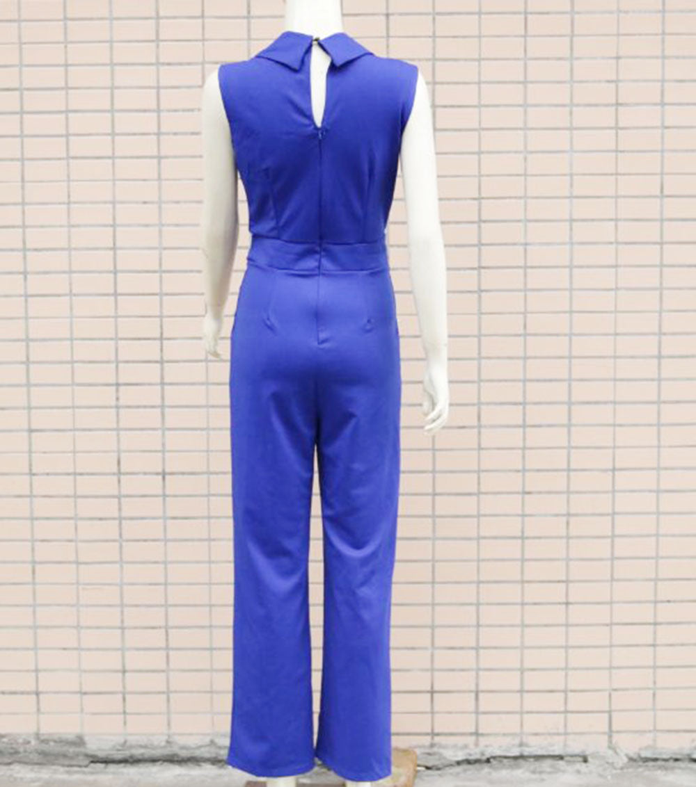 Spring/Summer Sexy Turndown Collar Sleeveless Bodysuit Slim Fashion Professional Jumpsuit 17