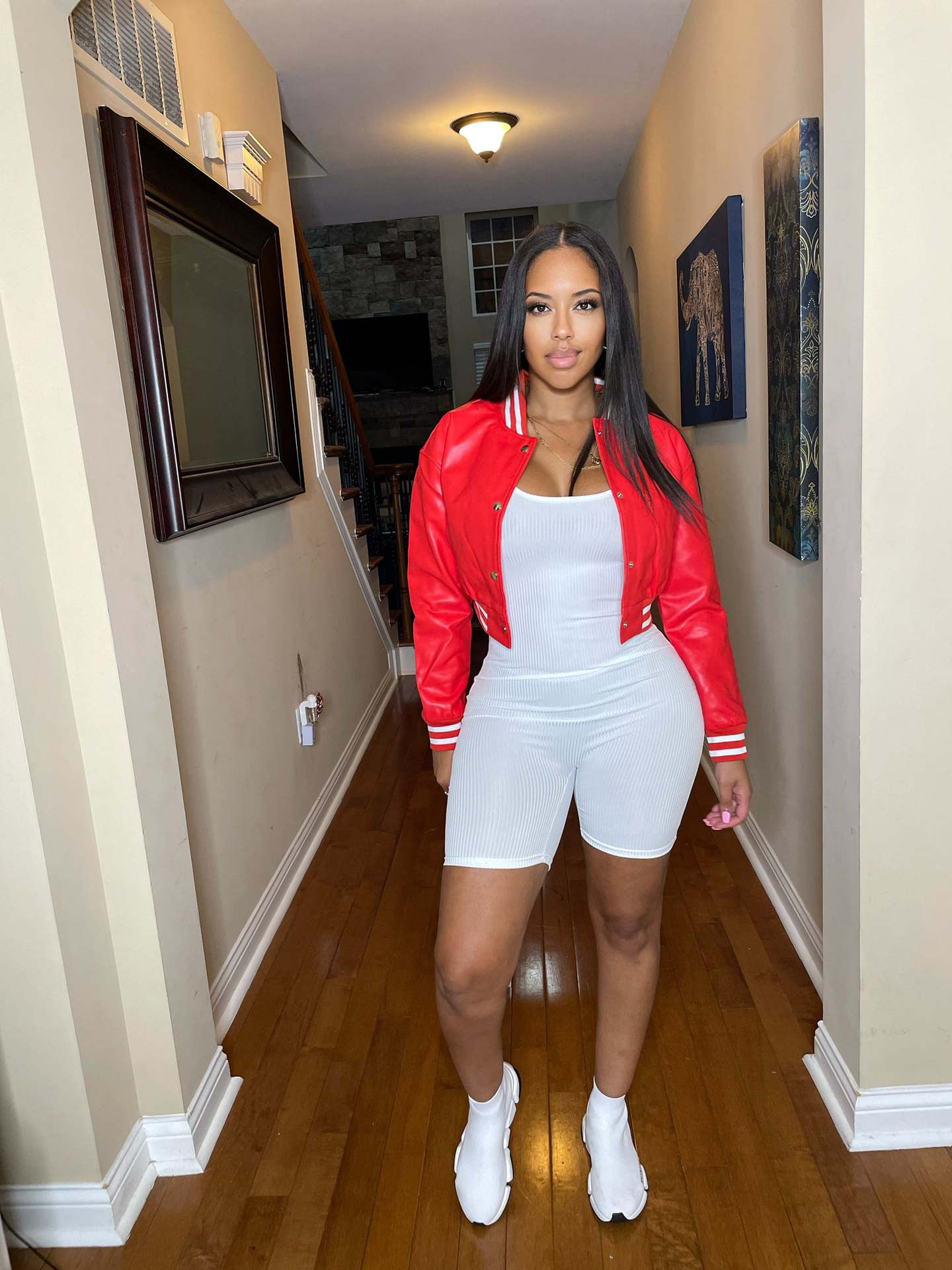 WomenCasual Pu Leather Long Sleeve Slim Fit Jacket 3