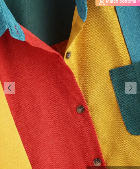 Women corduroy Patchwork Casual Loose Contrast Jacket 10