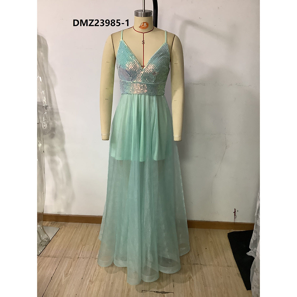 Summer Sexy Elegant Sequin Patchwork Formal Party Evening Dress 6