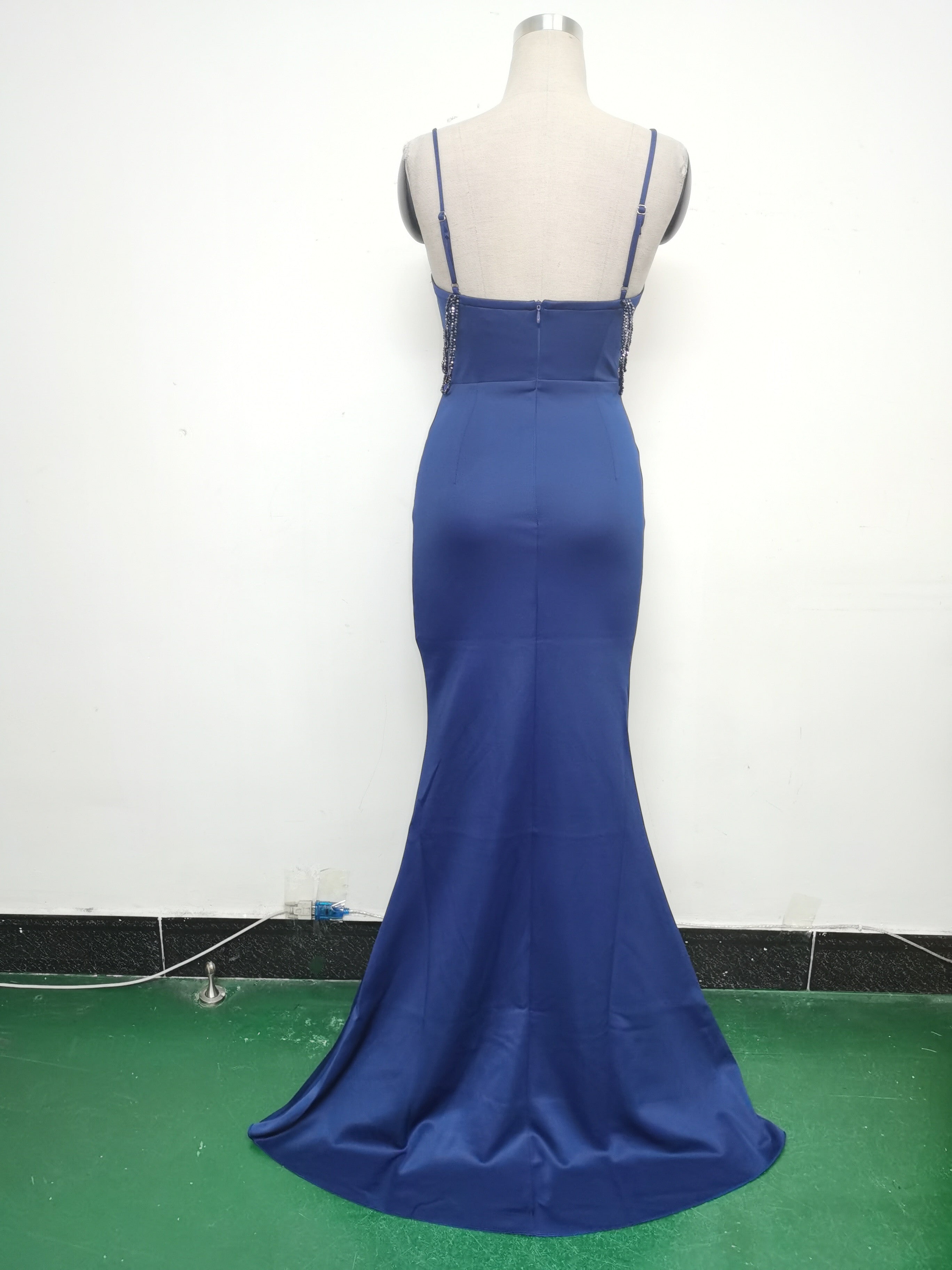 Women Beaded Sexy Suspender Evening Dress 16