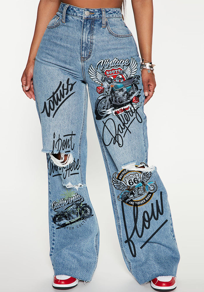 Women Ripped Jeans Denim Pants