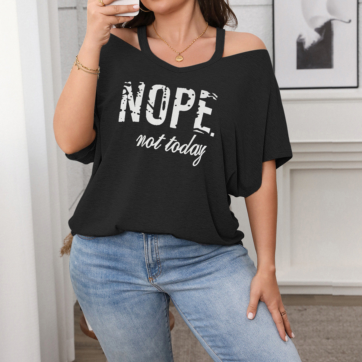 Spring Casual Plus Size Women's Short-Sleeve Off-Shoulder Top 24