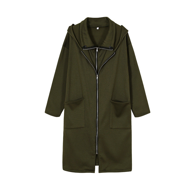 Women Hooded Pocket Zipper Fake Two Piece Loose Jacket Casual Hoodies 13