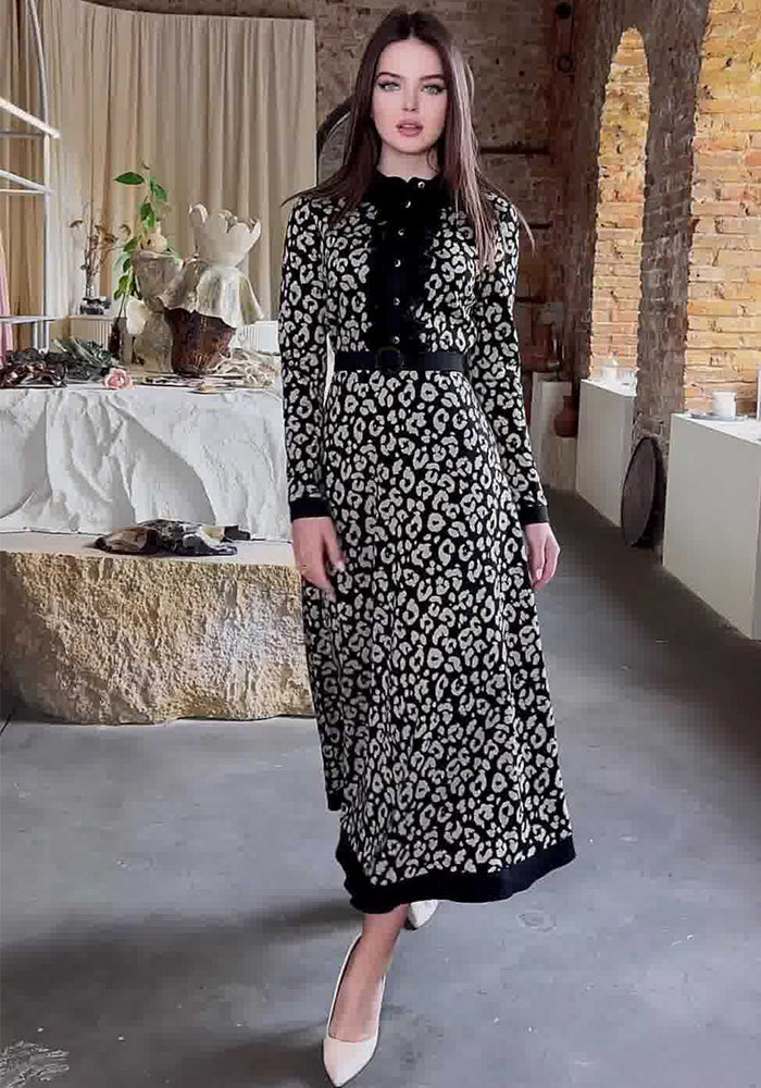 Spring Chic Elegant Slim Waist Printed Fashionable Slim Fit Long Dress