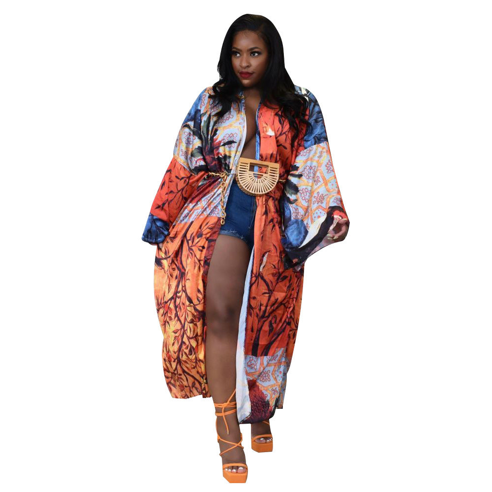Women Casual Long Sleeve Print Robe 12
