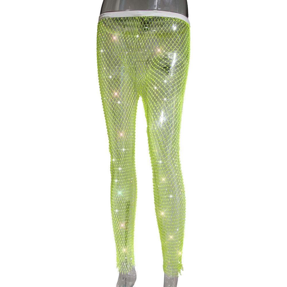 Women Sexy Rhinestone Fishnet Pants 67