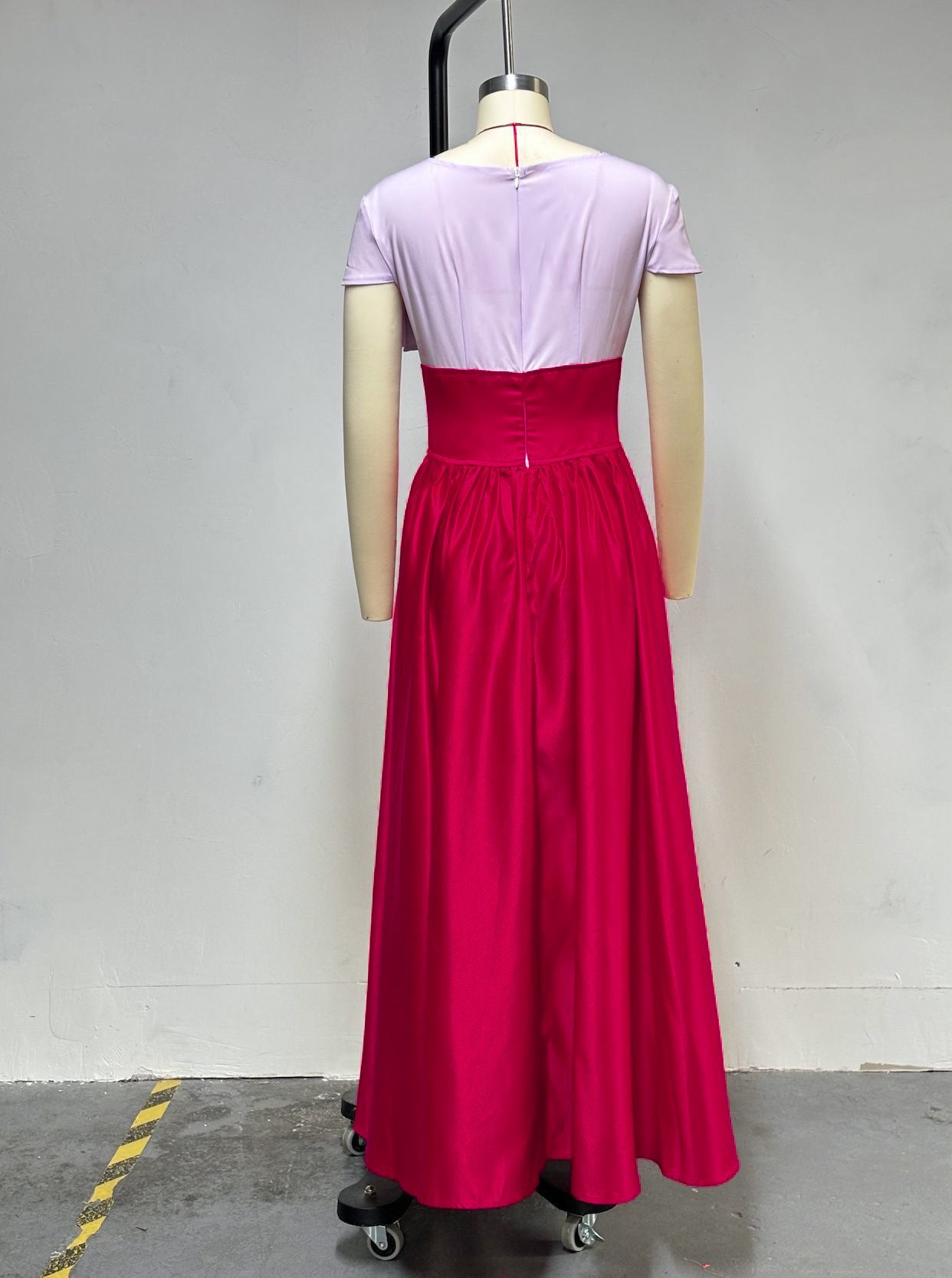 Women's Summer Fashion Chic Contrast High Waist Slim Long Dress 6