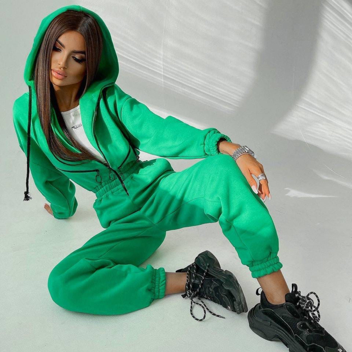 Sports Casual Women's Hooded Jumpsuit 15