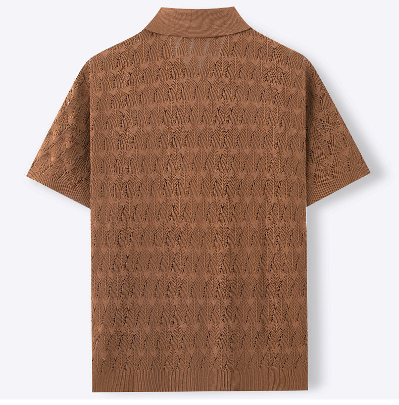 Men's Spring and summer knitting short-sleeved polo top 11