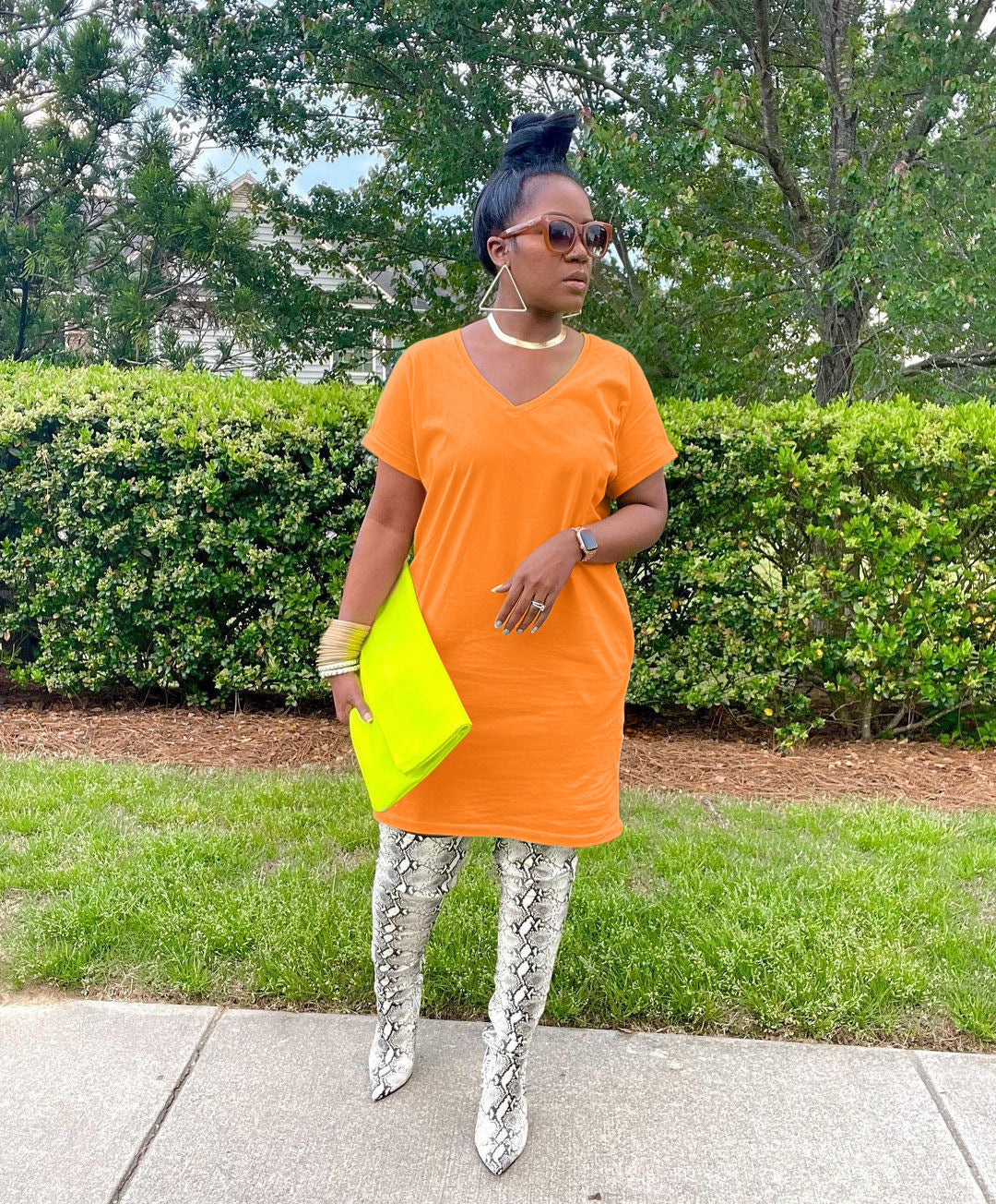 Women's V-Neck Solid Color Women's Fashion Dress 3