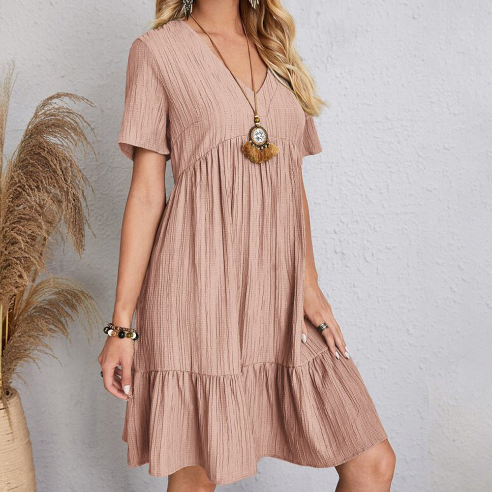 Summer Women Loose Casual Short Sleeve Dress 7