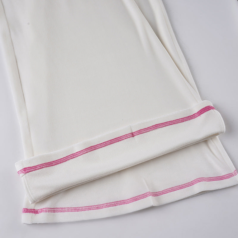 Women American-Style Fall/Winter Sport Velvet Letter Print Fur Collar Hooded Long-Sleeved Jacket and Pants Two-Piece Set 37