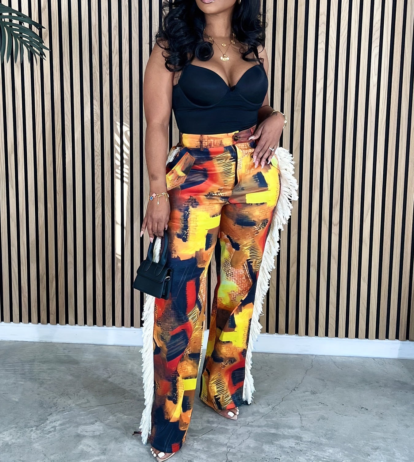 Printed Pocket Loose Casual Pants 3