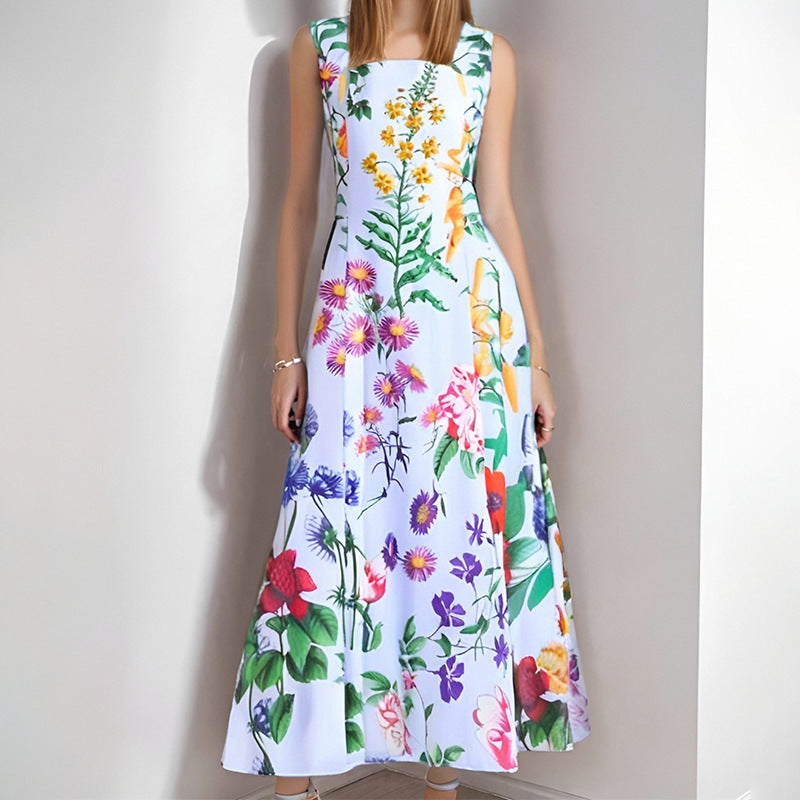 Women Spring Elegant Sleeveless Print Sexy Casual Dress 4