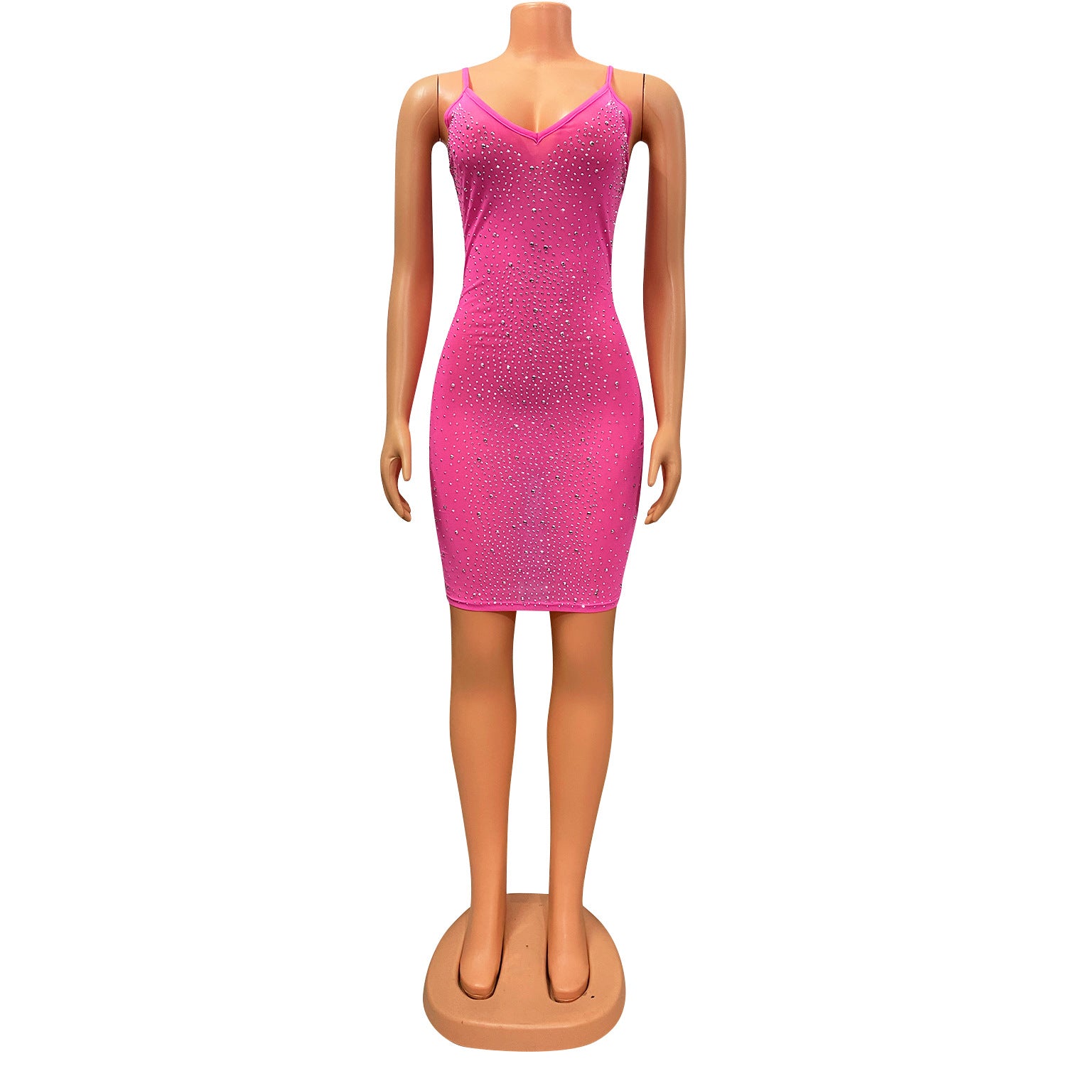 Summer Women's Sexy Mesh Beaded Nightclub Sling Short Dress 11