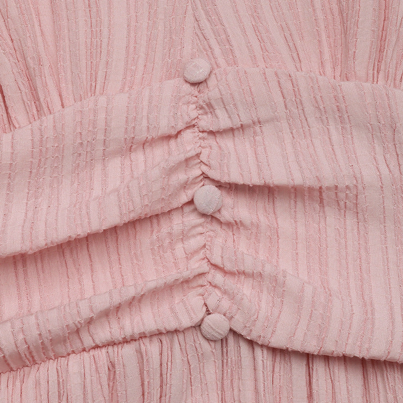 Women lantern sleeve summer v-neck split dress 12