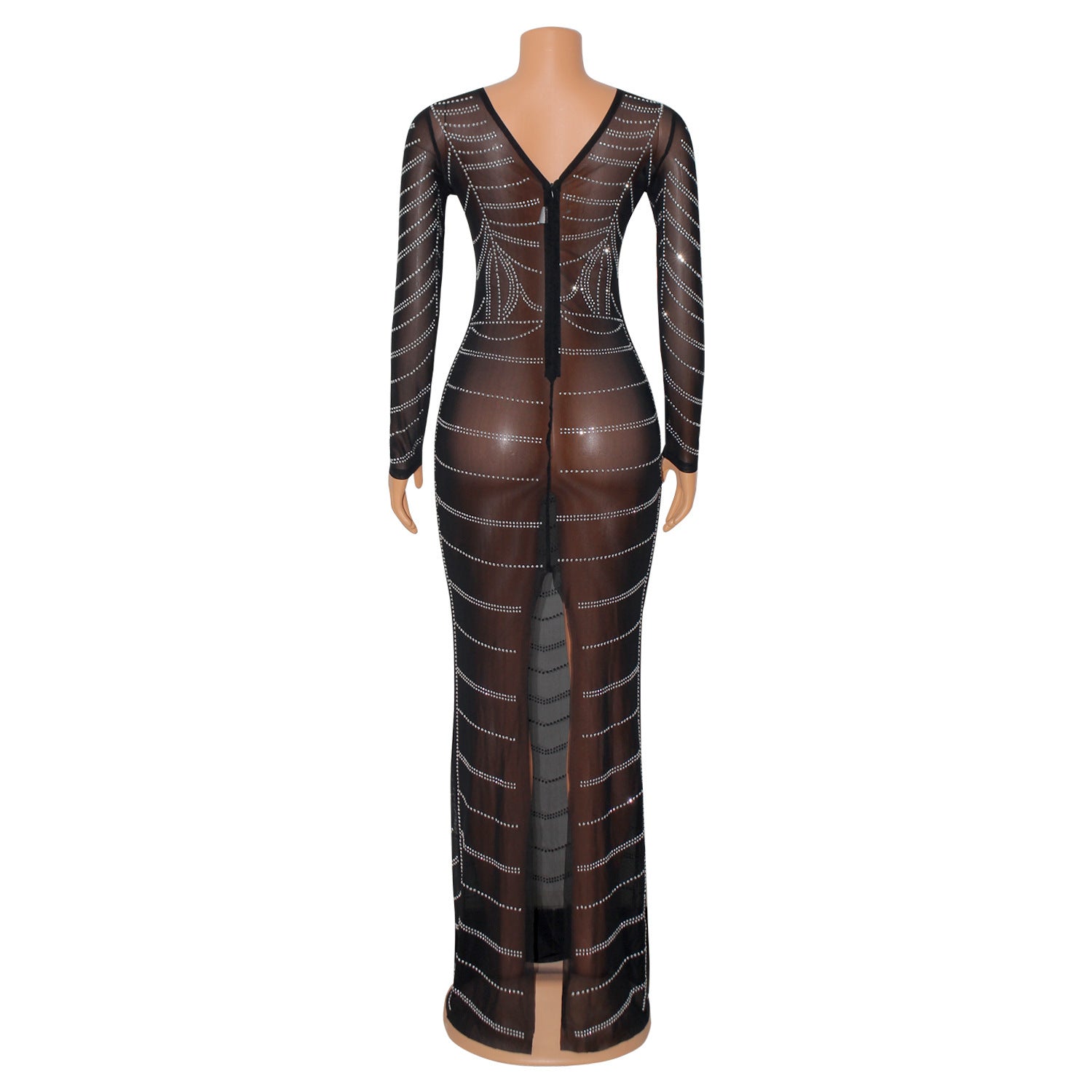 Fall Winter Women'S Fashion Sexy Tight Fitting Long Sleeve Slim Beaded Nightclub Dress 7