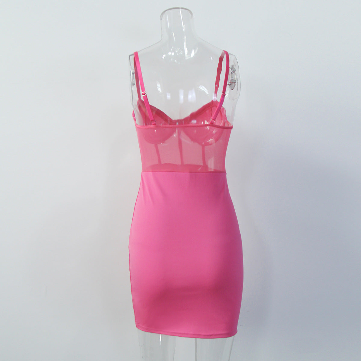 Sexy Patchwork Straps See-Through Underwire Herringbone Bodycon Dress 22