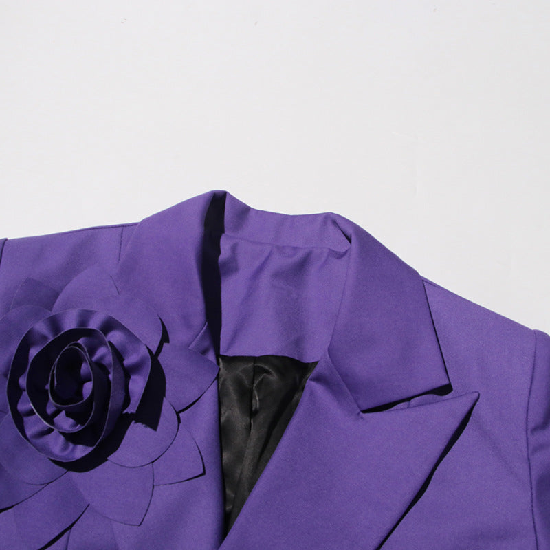 Women flower decoration elegant slit Blazer 19