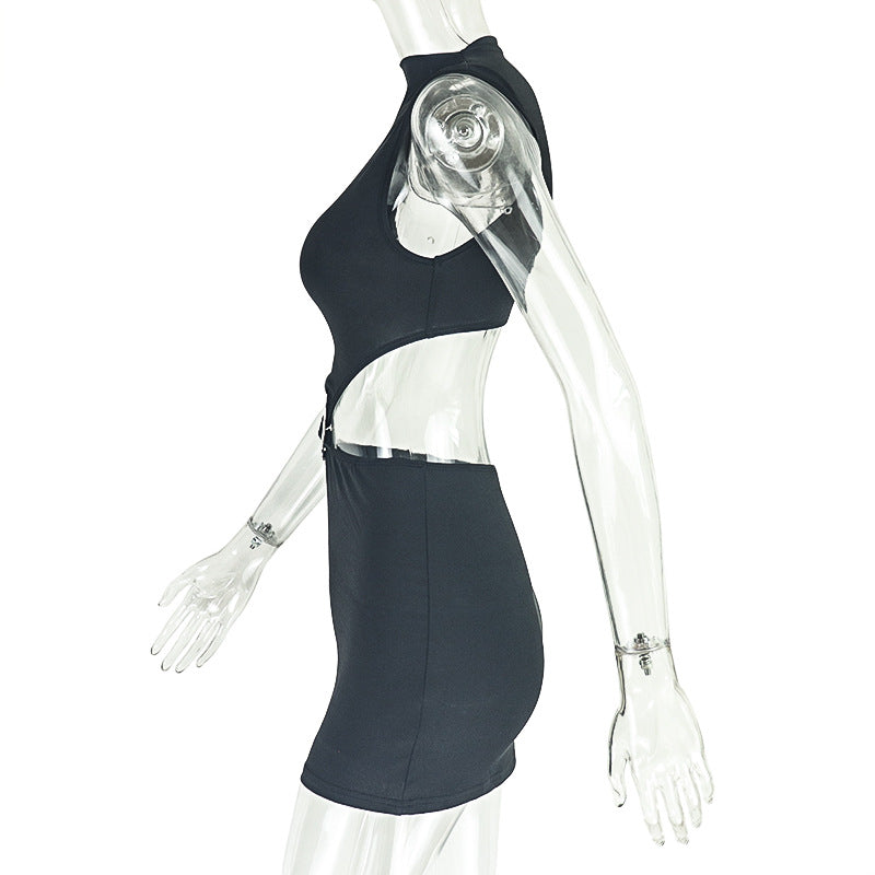 Style Fashion Women's Metallic High Neck Solid Chic Sleeveless Mini Bodycon Dress 12