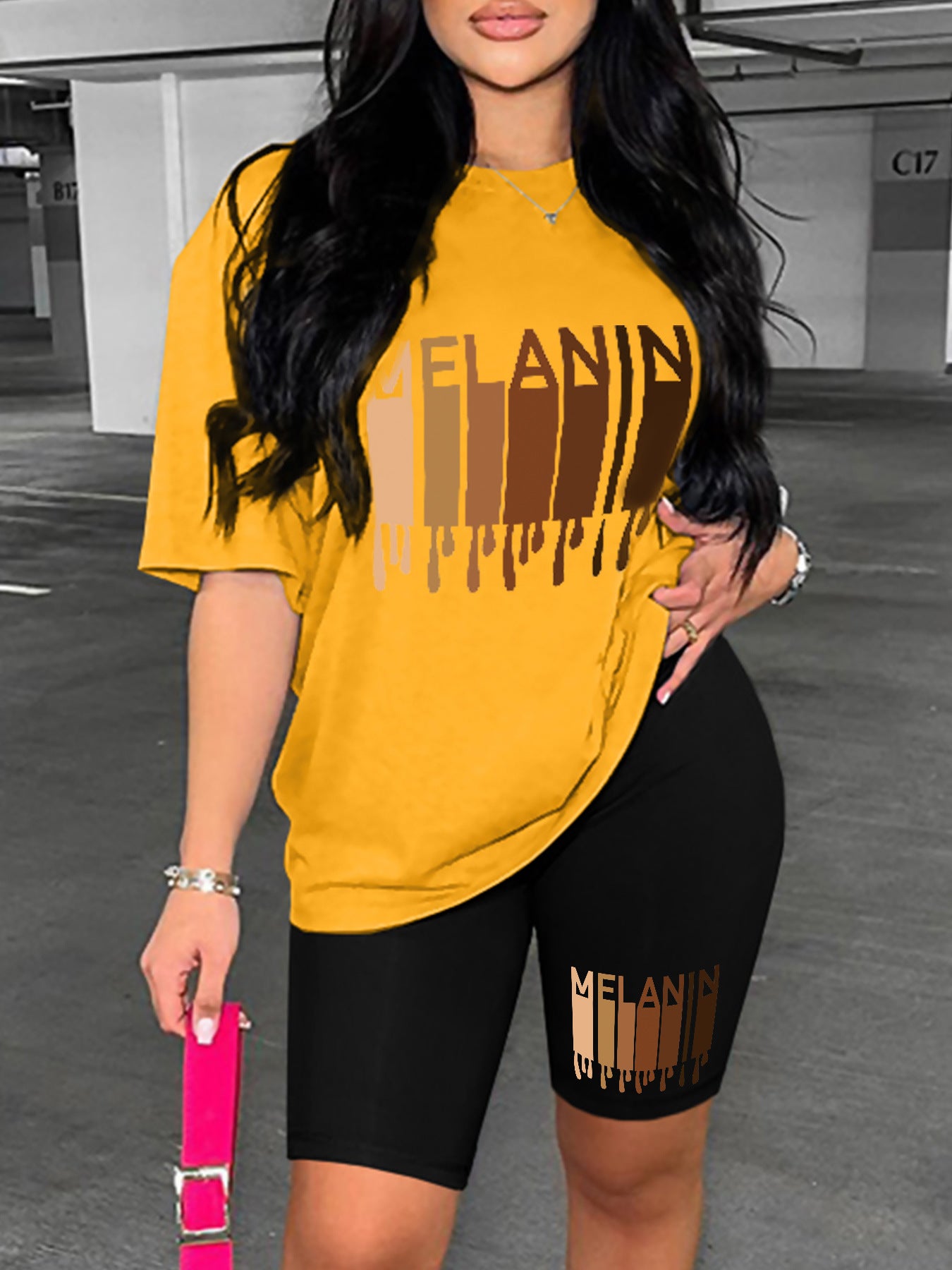 Women's Fashion Printed T-Shirt Shorts Two-Piece Set 3