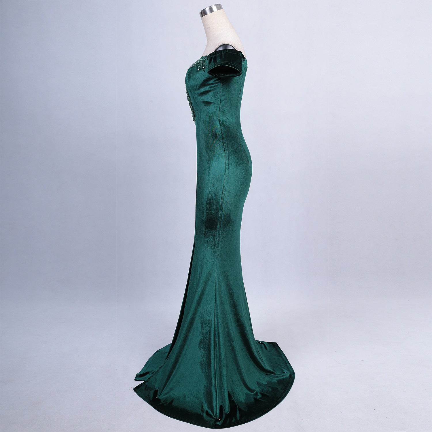 sexy off shoulder mermaid long velvet Formal Party evening dress 18