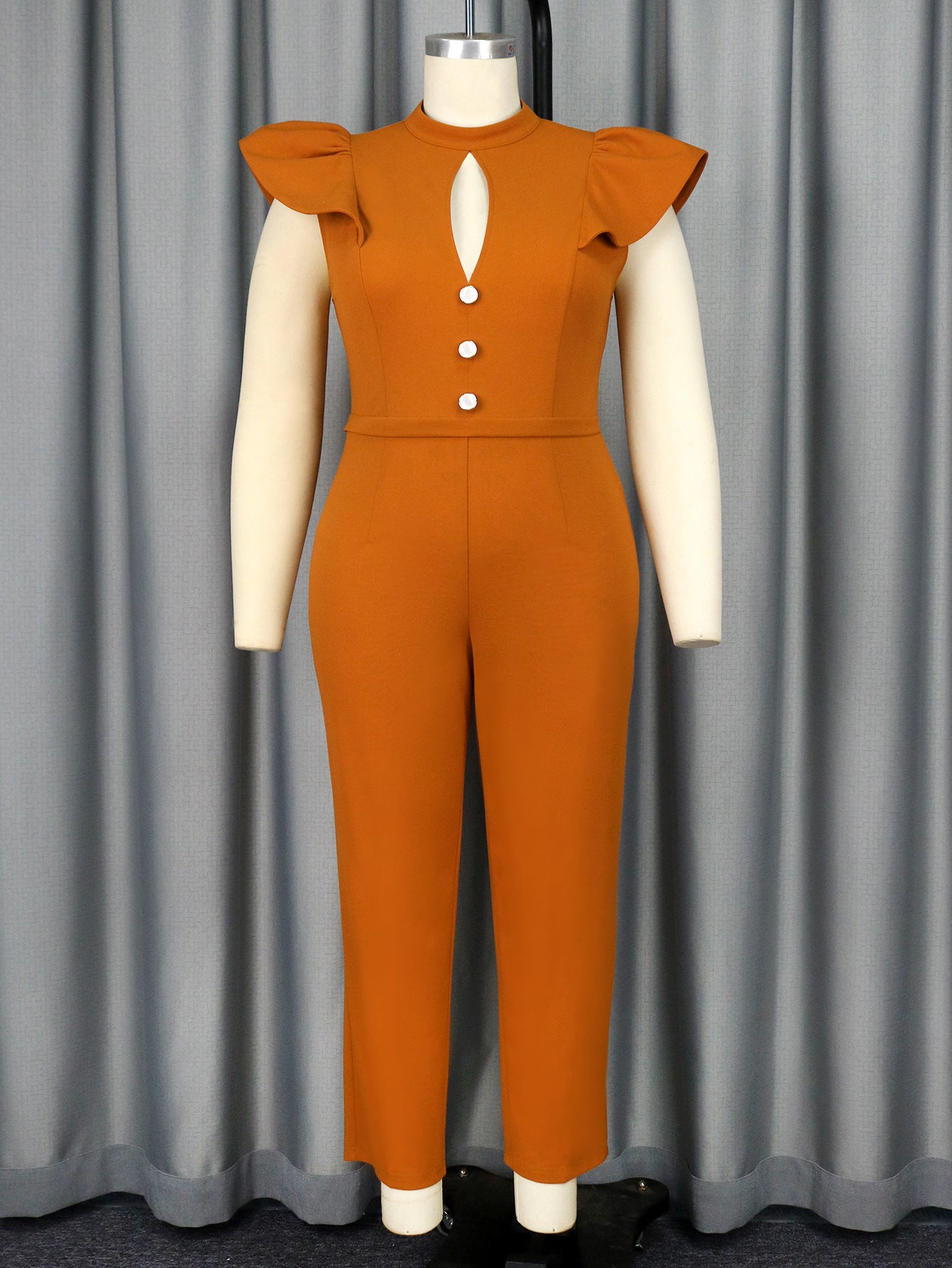 Women Style Cape Sleeve Half High Neck Sexy Hollow Formal Party Jumpsuit 3