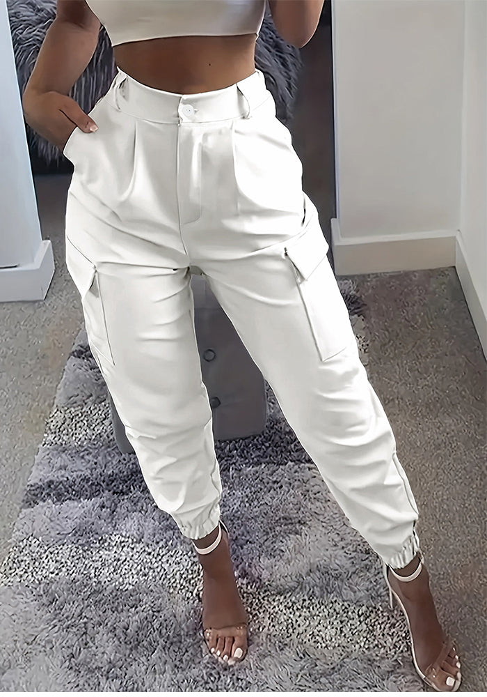 Women Casual Pocket Cuff Cargo Pants