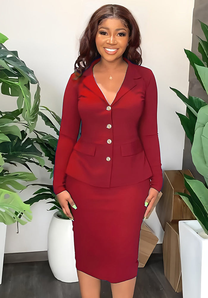 Chic Shirt Stylish Bodycon Skirt Work Suit Two-Piece Set