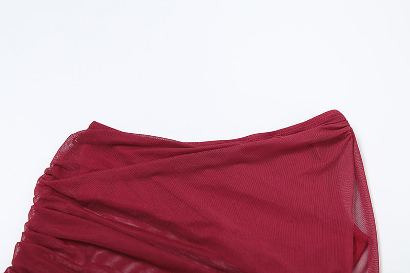 Women Spring Sexy Slash Shoulder Crop Top and Skirt Two-Piece Set 20