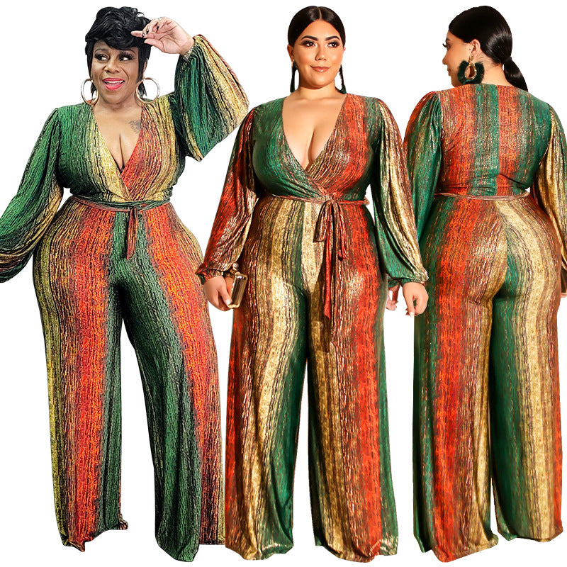 Plus Size Women's Winter Long Sleeve Straight Jumpsuit 7