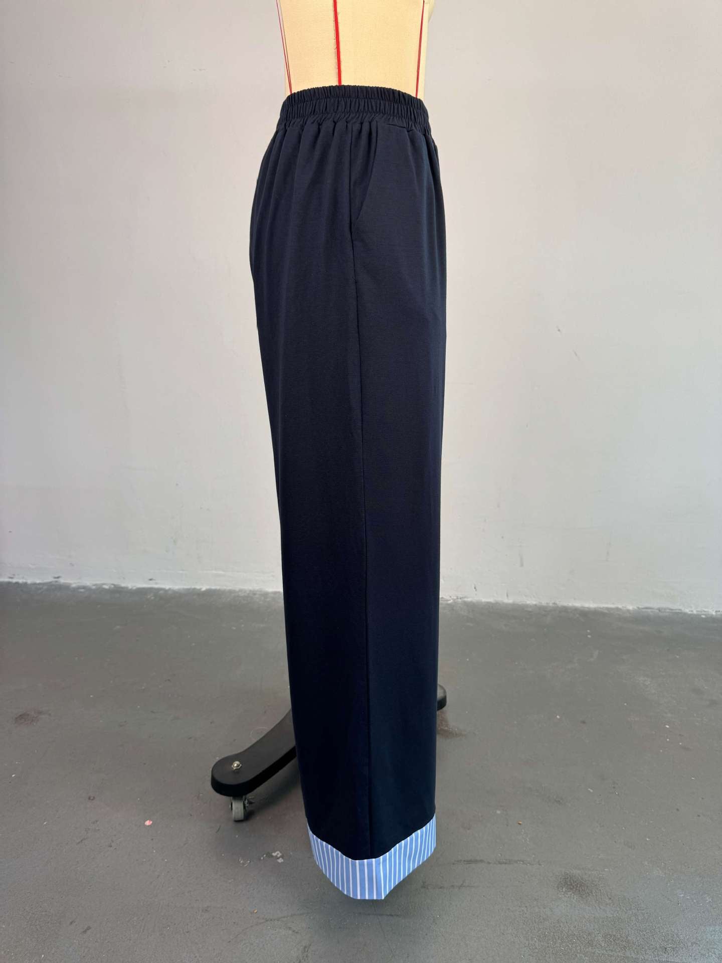 Women's Summer Fashion Round Neck Patchwork Striped Top & High-Waist Pants Casual Set 8