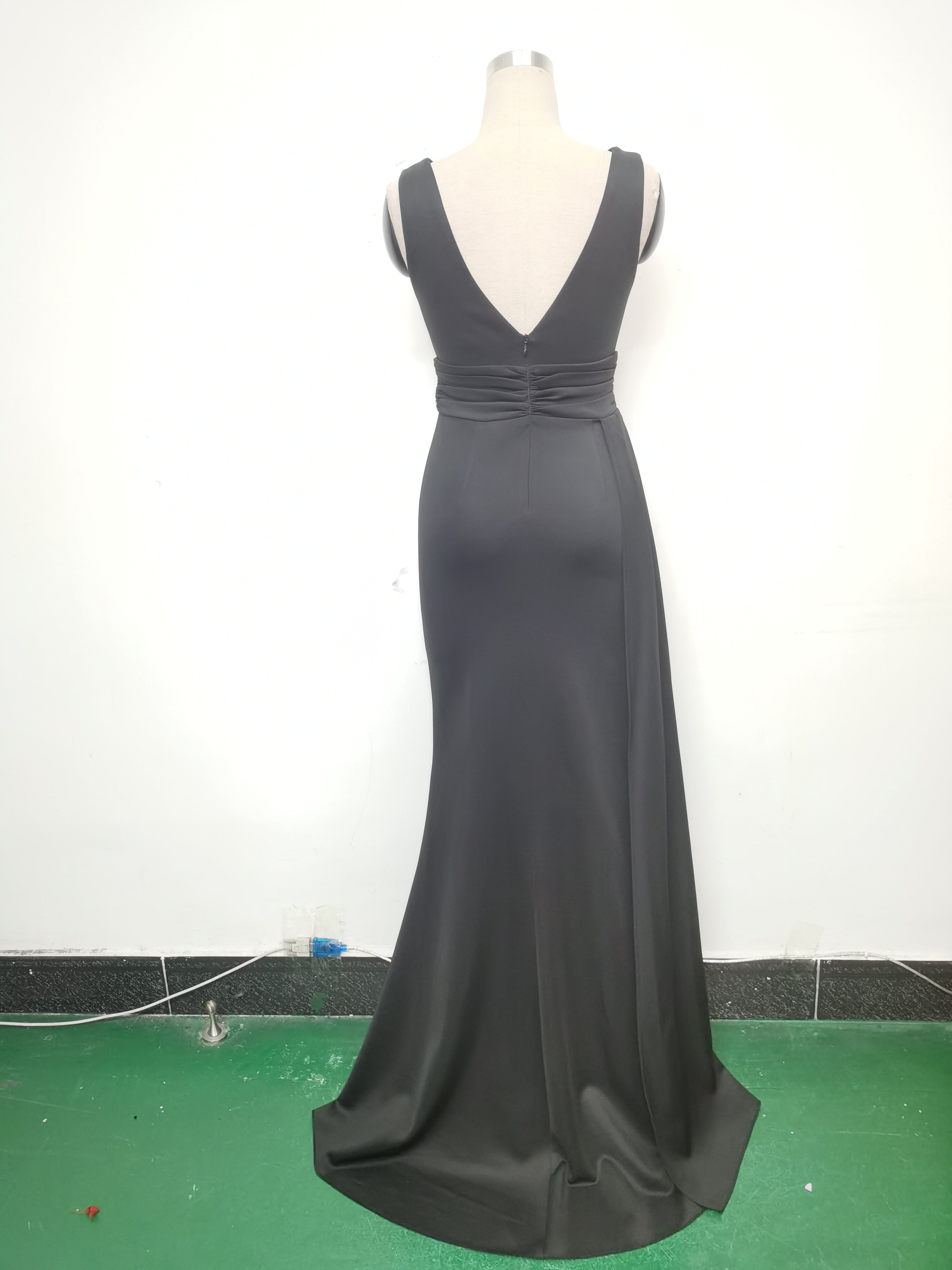 Women Pleated Satin Evening Dress 21