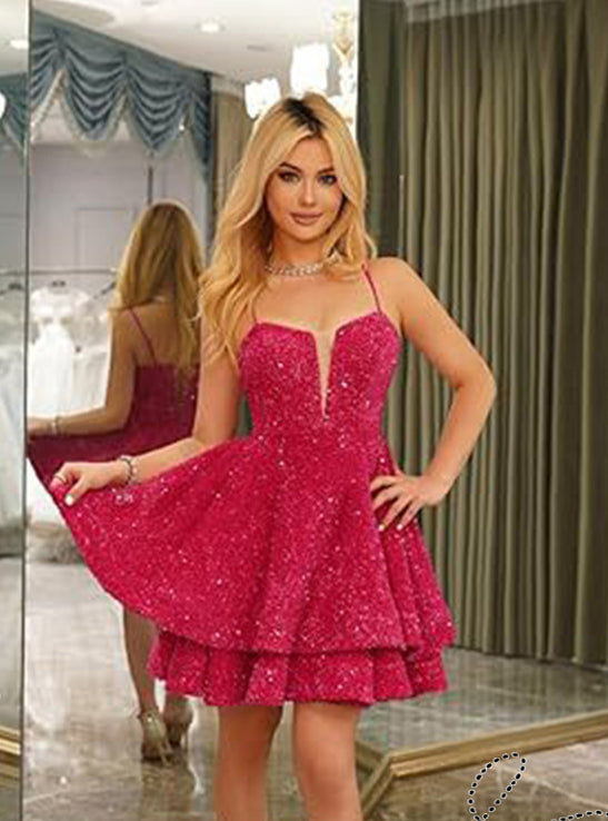 Women Sequined Strapless Sexy Prom Dress 21