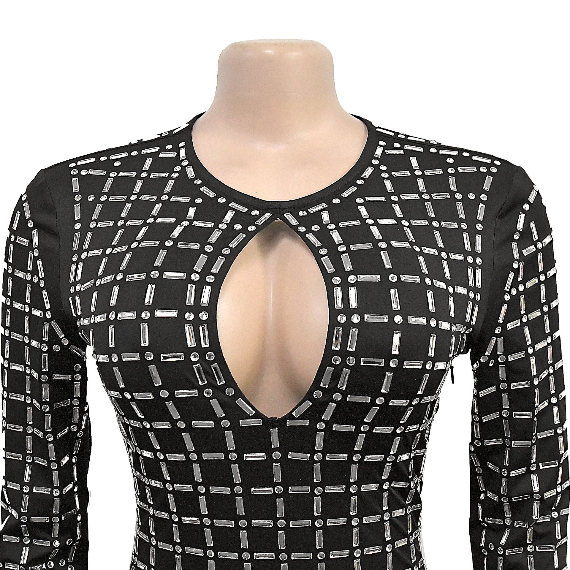 Women Sexy Beaded Long Sleeve Dress 20