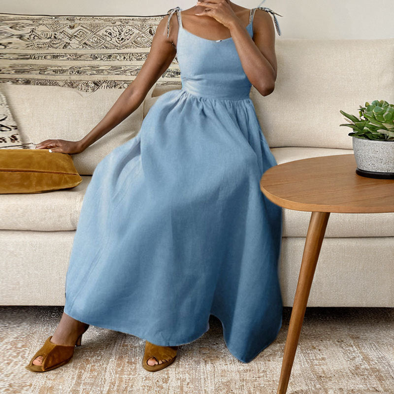 Women Spring elegant sexy Lace-Up Backless suspender dress 5