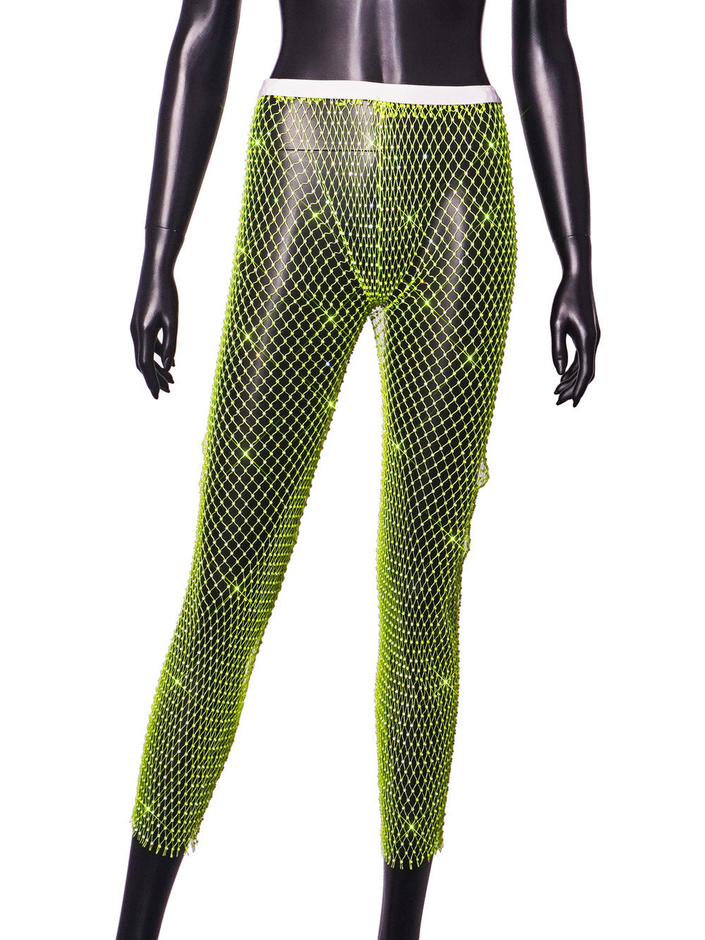 Women Sexy Rhinestone Fishnet Pants 7