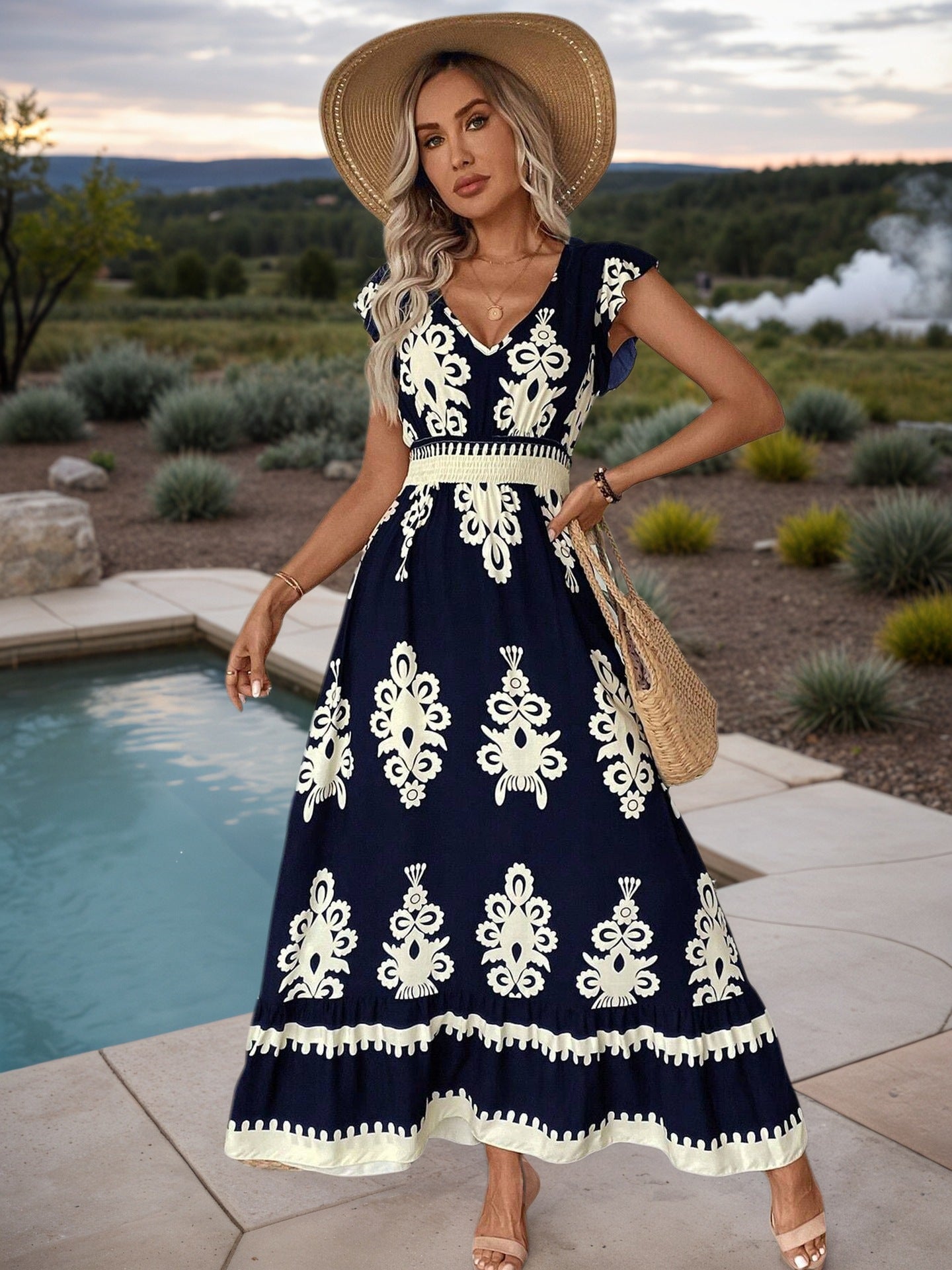 Women Bohemian Beach Holidays Print Dress 5